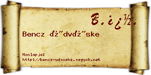 Bencz Üdvöske névjegykártya